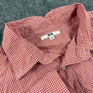 Uniqlo Button Down Shirt XL Red Gingham Checkered Long Sleeve Mens